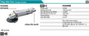 M9511B MÁY MÀI GÓC(125MM/850W/CÔNG TẮC TRƯỢT)