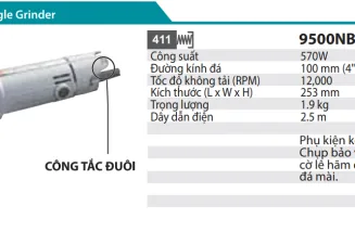 M9511B MÁY MÀI GÓC(125MM/850W/CÔNG TẮC TRƯỢT)