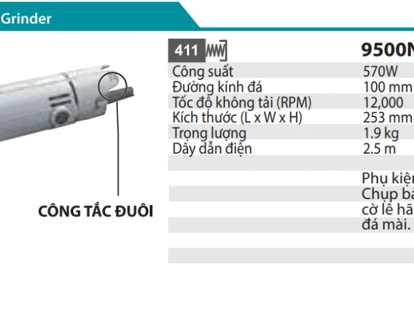 M9511B MÁY MÀI GÓC(125MM/850W/CÔNG TẮC TRƯỢT)